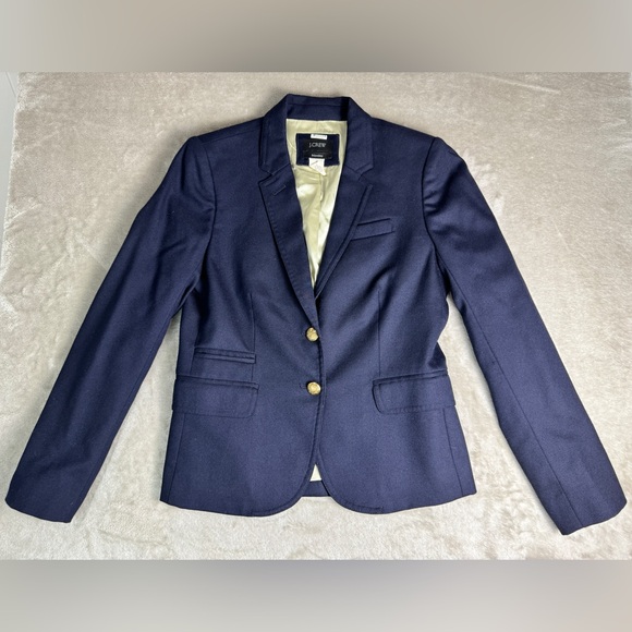 J Crew‎ Classic Original Schoolboy Blazer Wool Navy Size 2 Small - Picture 2 of 9